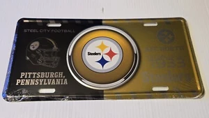 NUEVO PITTSBURGH STEELERS PREMIUM METAL ETIQUETA AUTOMÁTICA MATRÍCULA NFL - Imagen 1 de 5