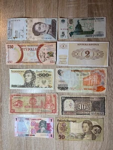Gemischtes ausländisches Weltwährung Papiergeld Lot von 10 verschiedenen Banknoten - Bild 1 von 1