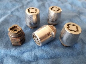 Hardened Tapered Chrome 12mm x1.5 Wheel Lug Nut Lock Set w/ Key - Fits BMW Mazda - Picture 1 of 4