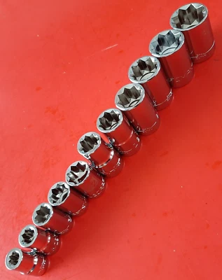 NUEVO 11 Piezas Craftsman 3/8" y 1/2" Unidad 8 Puntos Doble Juego de Enchufes Cuadrados Foto 1 de 4