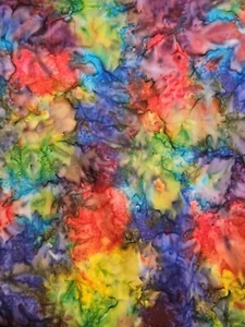 2 Yds VTG Multicolor Signed Dated 1989 Artistian Hand Tie Dyed Handmade Fabric - Picture 1 of 3