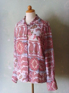 HIRSCH Bluse mit Motiv bunt rot blau grün Größe 42 XL - Bild 1 von 2