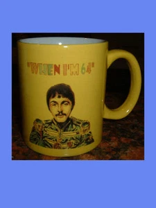 THE BEATLES When I'm 64 YELLOW CERAMIC MUG no.1 John, Paul, George & Ringo - Picture 1 of 1