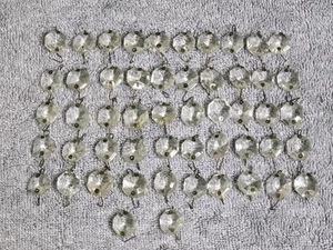 52 Cut Glass Crystal Multi-Faceted Octagon Prism Old Chandelier Lamp Part Lot - Picture 1 of 3
