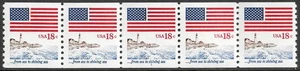 USA Briefmarke #1891 18c. Flagge und Hymne Spule Streifen 5 Platte #1 postfrisch - Bild 1 von 1