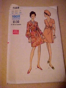 Vestido envolvente de colección Vogue para dama 1 pieza patrón 7523 SIN CORTAR - Imagen 1 de 5