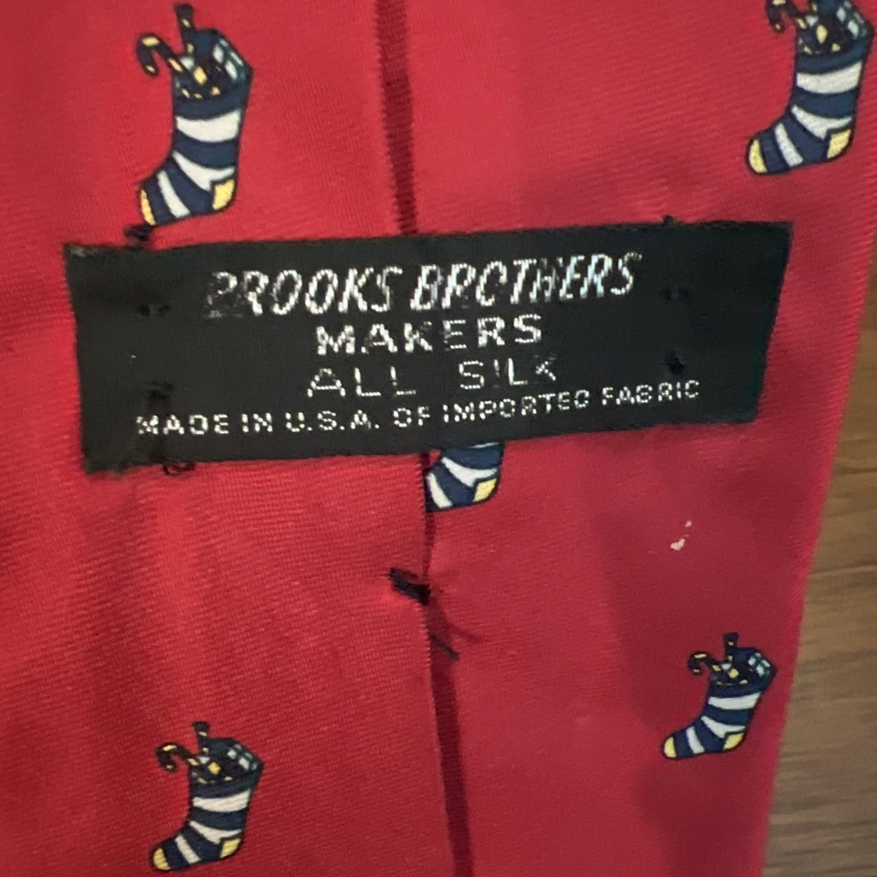 Corbata de seda roja de colección Brooks Brothers Makers para hombre medias navideñas hechas en EE. UU. Foto 1 de 4