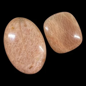2 Pcs Natural Peach Amazonite Cabochon 39.5–56.5mm Untreated Loose Gemstones Lot - Picture 1 of 8