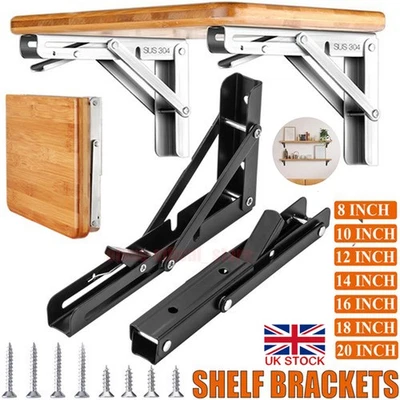 folding shelf bracket 2-10x Heavy duty foldable bracket wall shelf bracket 8-20" - Image 1 of 4
