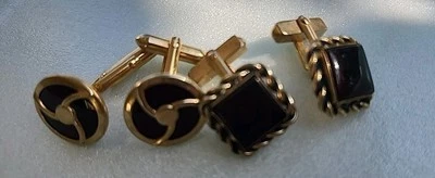 Lote de 2 juegos de gemelos Swank retro vintage piedra roja marcada SWANK tono dorado Foto 1 de 4