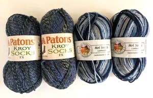 Lote De 4 Calcetines Hilados Lavables Mezcla Lana Patones Kroy Hot Calcetines 50g Azul - Imagen 1 de 9