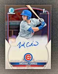 MICHAEL CARICO, 2023 BOWMAN CHROME 1ST AUTO, CHICAGO CUBS🔥 - Picture 1 of 2