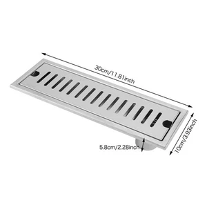 (side Drainage)Silver Large Stainless Steel Rectangle Shower Floor Drain MG _ - Picture 1 of 11