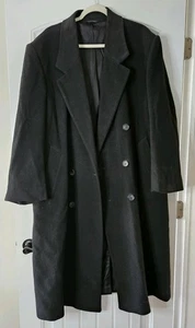 Roundtree & Yorke Men’s Overcoat 46R Black 100% Merino Wool Made in USA - Picture 1 of 9