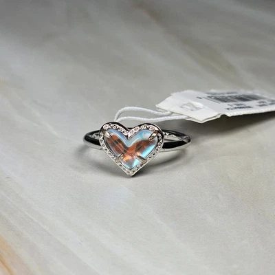 Anillo Corazón Kendra Scott Ari Talla 5 Piedra Dicórica Plata Multicolor Nuevo Con Etiquetas Foto 1 de 4