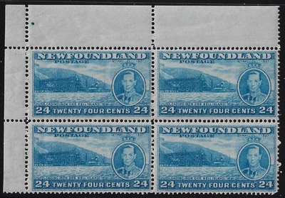 Newfoundland Scott 241/ SG 265 margin block 4 MNH, CV $17++. F-VF center (a8109b - Image 1 of 3