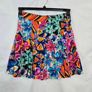 Express Damen Vintage bunt Blumen geometrisch Plissee A-Linie 90er Rock Small - Bild 1 von 5