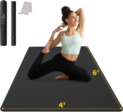 Estera de yoga grande (6'x 4'), esterilla de entrenamiento extra ancha para hombres y mujeres Foto 1 de 4