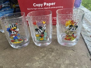 LOT of 3 DISNEY MICKEY MOUSE 12 oz GLASS CUPS McDONALD 2000 - Picture 1 of 5