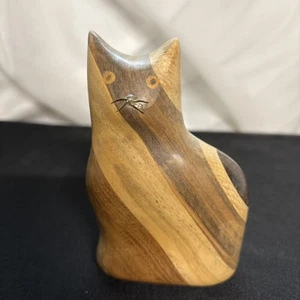 Arte popular vintage gato de madera tallado y pintado a mano estilo Burch - Imagen 1 de 6