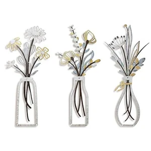 3 Stück Metall Wanddeko mit Blumenmuster als Wandschmuck für Ihr Zuhause - Bild 1 von 9