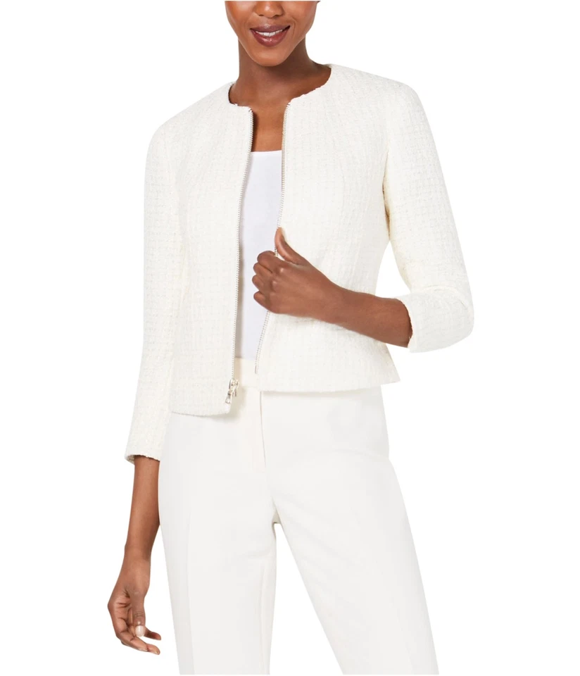 Anne Klein Womens Tweed Jacket, Off-White, 14 - Image 1 of 1