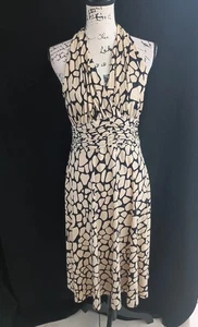 Evan Piccone Rüschen Taille Print Neckholder ärmelloses Kleid Größe 8 z5 - Bild 1 von 16