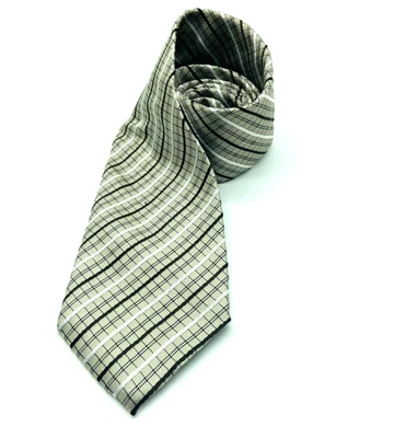 GIORGIO ARMANI MADE IN ITALY MEN'S GRAY STRIPED SILK TIE - 57" x 4" Designer - Image 1 of 4