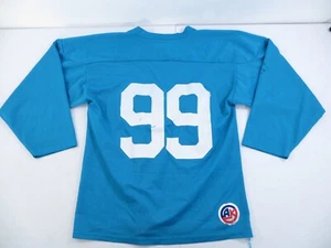 Vintage AK Athletic Knit #99 Blue Teal Hockey Jersey Size Small DAMAGED - Picture 1 of 17