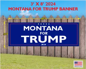 TRUMP MAGA 2024 BANNER MONTANA PARA TRUMP 3 PIES X 8 PIES - Imagen 1 de 1