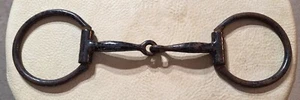 PRE-OWNED EGG BUTT SNAFFLE HORSE BIT 5" MOUTH COPPER INLAY - Picture 1 of 3