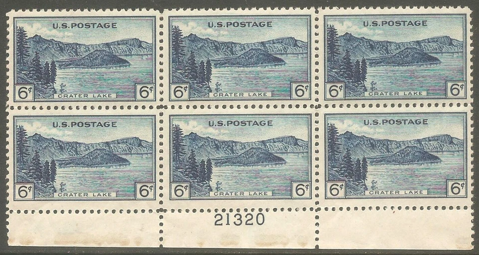US USA Sc#745 MNH FVF Pl # Bloc Crater Lake Oregon Island Sapin Arbres - Photo 1/1