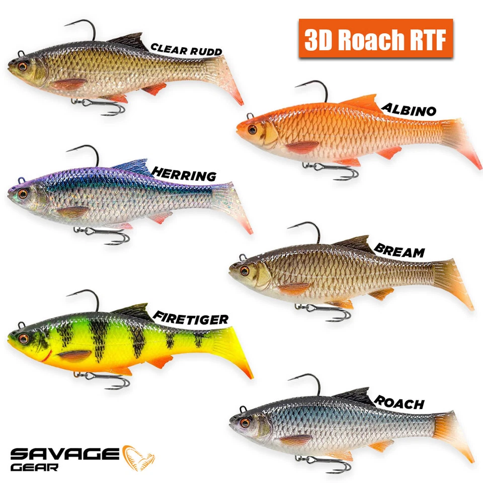 Savage Gear 3D Roach RTF Lures - Ready To Fish Predator Fishing Lures - All Size - Image 1 of 1