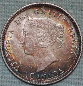 Excelente moneda de 5 centavos de plata Canadá 1882 H KM# 2 - Imagen 1 de 2