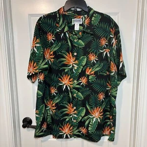 Haband Black and Orange Casual Button Down Tropical/Hawaiian Shirt Men’s Size XL - Picture 1 of 8