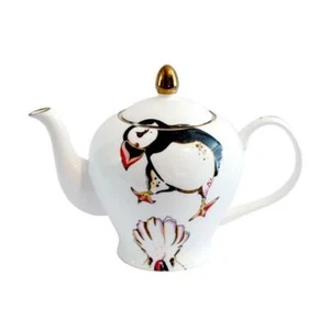 Puffin Cockatoo Bird Porcelain Teapot Stoke on Trent Made in UK 22 ct Gold - Picture 1 of 1