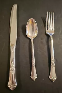 Ajuste de lugar individual de 3 piezas Stately by State House plata esterlina vintage - Imagen 1 de 12