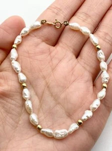 Bracciale perle acqua dolce chiusura oro 14 kt perline - Foto 1 di 6