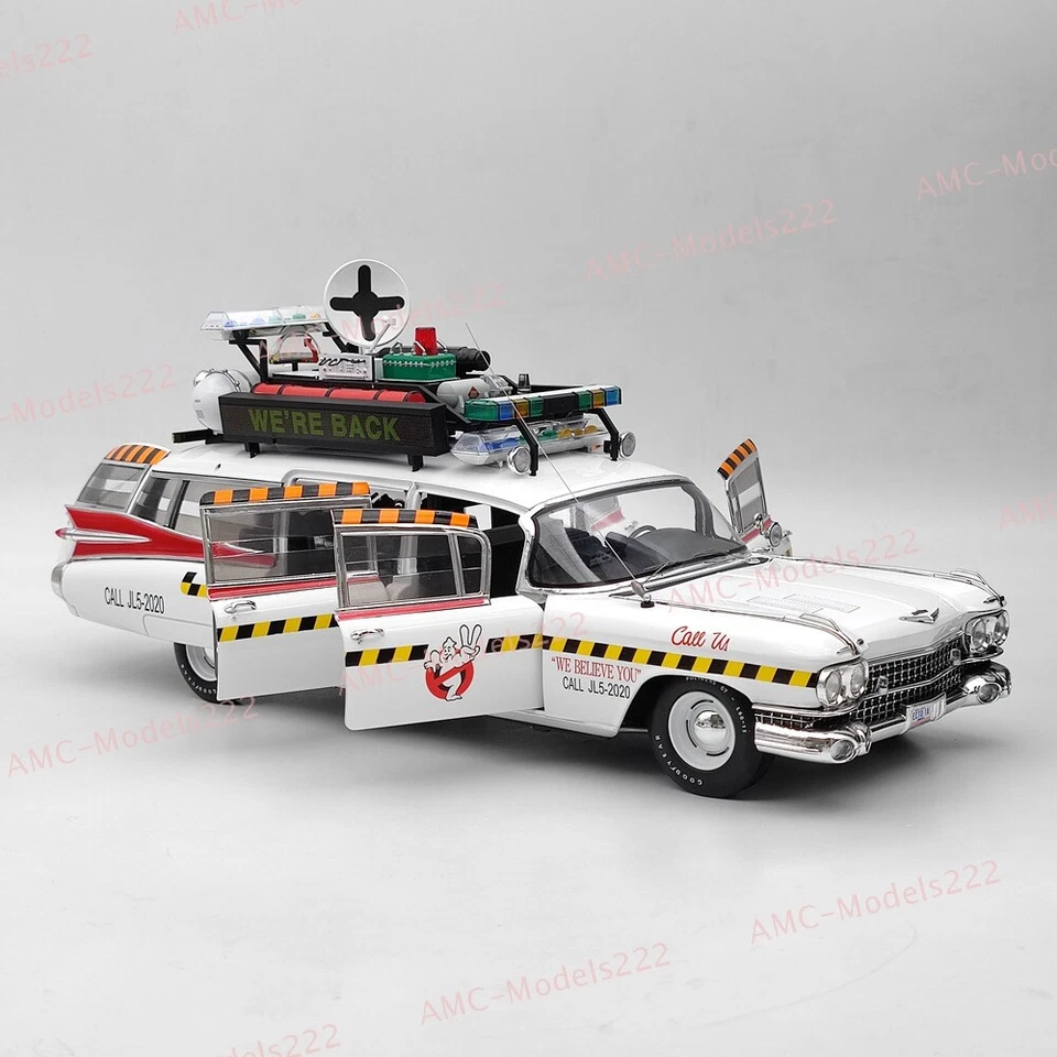HOT WHEELS 1/18 Elite Cadillac GhostbustersII ECTO 1A X5470 Diecast Model Car US - Image 1 of 4