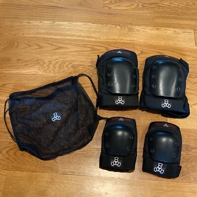 Lote de Triple Eight 8 Triple8 Pro Street Rodilla + Codo Skateboarding Pads + Bolsa Foto 1 de 4