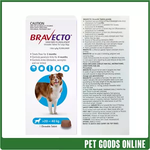 Bravecto (3Month Chew) Blue For Dogs Large 20-40kg 1 Pack - Picture 1 of 1