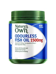 Nature's Own Odourless Fish Oil 1500mg 200/400Capsules Omega-3 Brain Heart Healt - Picture 1 of 8