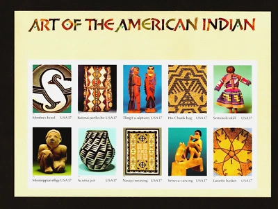 U.S. #3873 MHN,  ART OF THE AMERICAN INDIAN Sheet, FV $3.70 (2004) - Image 1 of 2