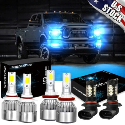 For 2009-17 Dodge Ram 1500 2500 3500 6x LED Headlight Hi/Lo beam Fog Light 8000k - Image 1 of 4