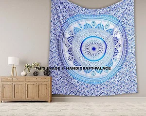 Arazzo da parete hippie blu mandala indiano copriletto TAGLIA SELEZIONE - Foto 1 di 1