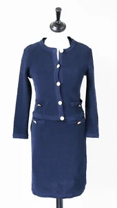 Chaqueta/Traje de Vestir Cárdigan Azul Sin Cuello - Tejido - De Colección - XXS/Reino Unido 6 - Imagen 1 de 11