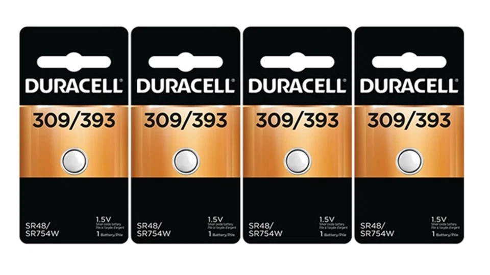 4 pilas de óxido de plata Duracell 309/393 (G5, SR48, G5A, SR754, SR754W, LR750) Foto 1 de 1