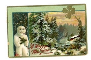 Diseño extraño, muñeco de nieve espeluznante postal antigua vintage Raphael Tuck & Sons - Imagen 1 de 3