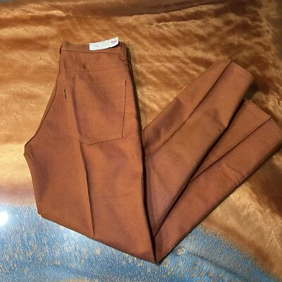 Vintage BIG E Levi’s Staprest Nuvo Cotton Poly Pants 1960s USA 29x29 brown New - Image 1 of 4