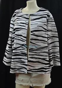 Chicos open Jacket light suit blazer top jungle print animal Chico SZ 3 L XL NEW - Picture 1 of 6